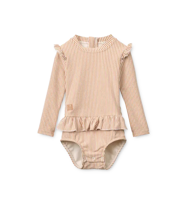 Liewood Liewood - Sille Baby Seersucker Swimsuit - stripe Pale tuscany / Creme de la creme