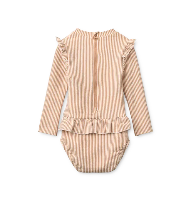 Liewood Liewood - Sille Baby Seersucker Swimsuit - stripe Pale tuscany / Creme de la creme
