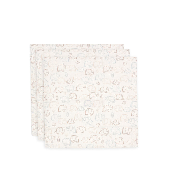 Jollein Jollein - Hydrofiele Doek Small 70x70cm - Elephant Tales - 3 Stuks