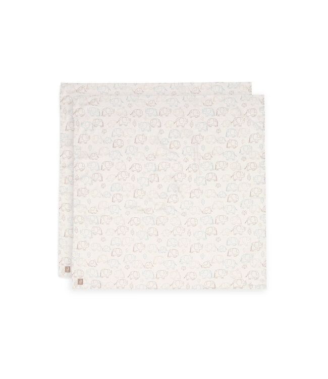 Jollein Jollein - Hydrofiele Doek Large 115x115cm - Elephant Tales - 2 Stuks
