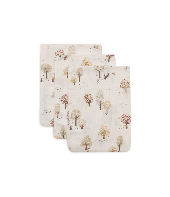 Jollein Jollein - Hydrofiel Washandje 15x20cm - Tiny Park - 3 Stuks