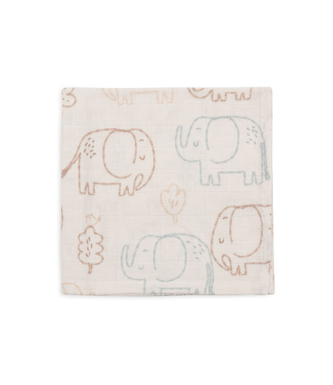 Jollein Jollein - Hydrofiel Monddoekje 31x31cm - Elephant Tales - 3 Stuks