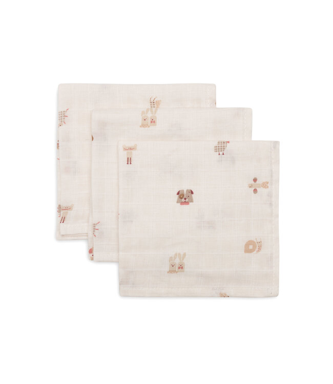 Jollein Jollein - Hydrofiel Monddoekje 31x31cm - Animal Friends - 3 Stuks