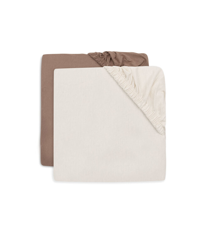 Jollein Jollein - Hoeslaken Jersey 70/75x140/150cm - Milky Coffee/Ivory - 2 Stuks