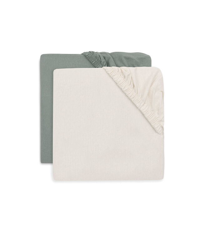 Jollein Jollein - Hoeslaken Jersey 70/75x140/150cm - Sea Green/Ivory - 2 Stuks