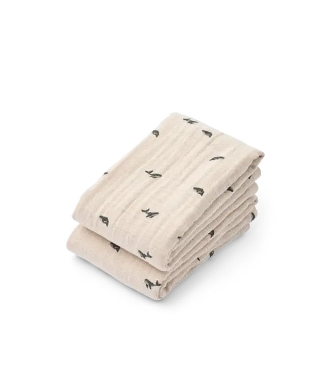 Liewood Liewood - Lewis Muslin Cloth 2-Pack - Mini whale / Sandy