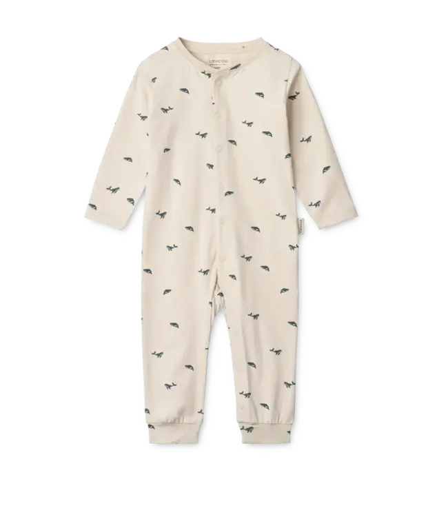 Liewood Liewood - Birk Printed Pyjamas Jumpsuit - Mini whale / Sandy