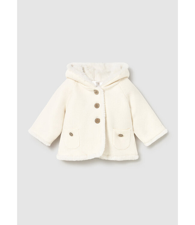 Mayoral Mayoral - Pompon knit cardigan - Cream