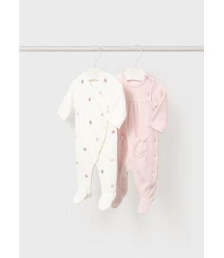Mayoral Mayoral - 2 Pcs velour onesie - Baby Rose