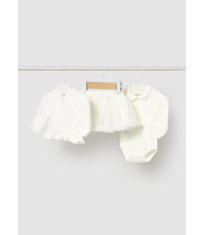 Mayoral Mayoral - 3 pcs skirt set - Natural