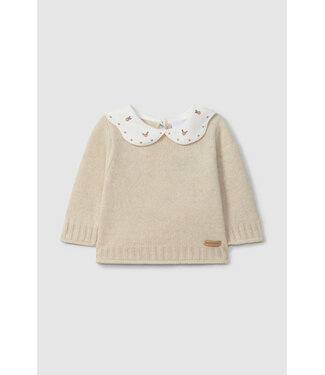 Laranjinha Laranjihna - Knit Sweater - Beige brodery