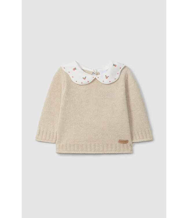 Laranjinha Laranjihna - Knit Sweater - Beige brodery