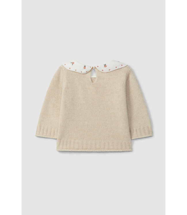 Laranjinha Laranjihna - Knit Sweater - Beige brodery