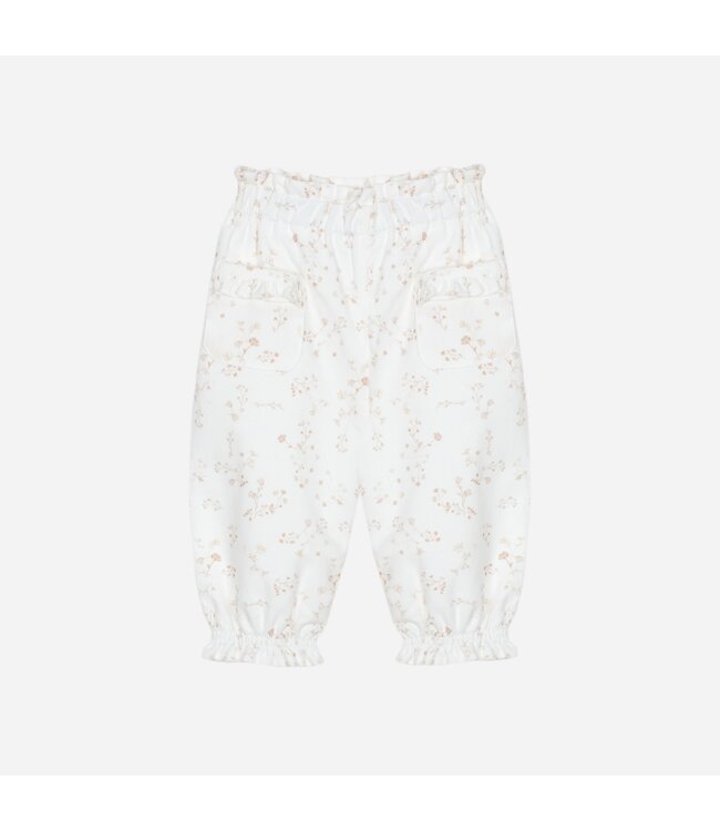 Patachou Patachou - Broek velours met bloemen - Ecru