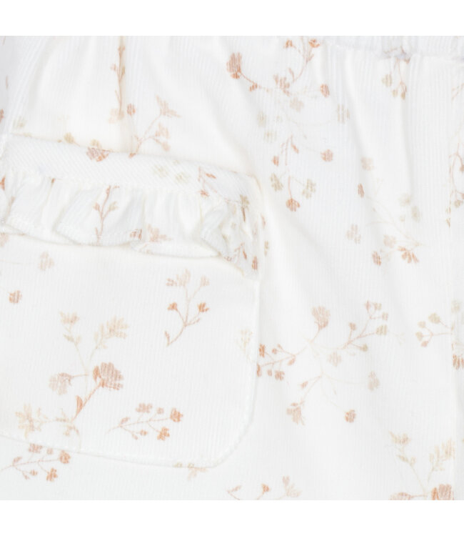 Patachou Patachou - Broek velours met bloemen - Ecru