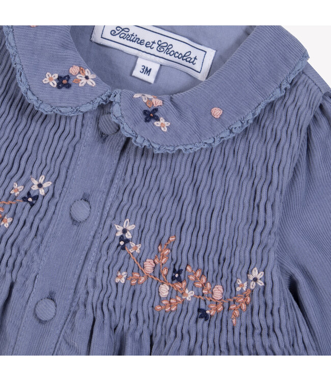 Tartine et Chocolat Tartine et Chocolat - Jurk velours - Bleuet