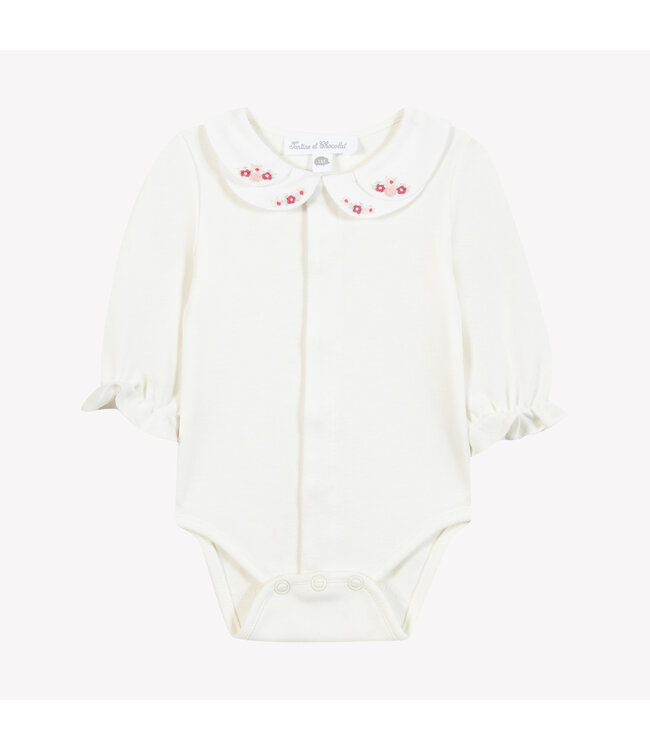 Tartine et Chocolat Tartine et Chocolat - Body Roze flower kraag - Nacre