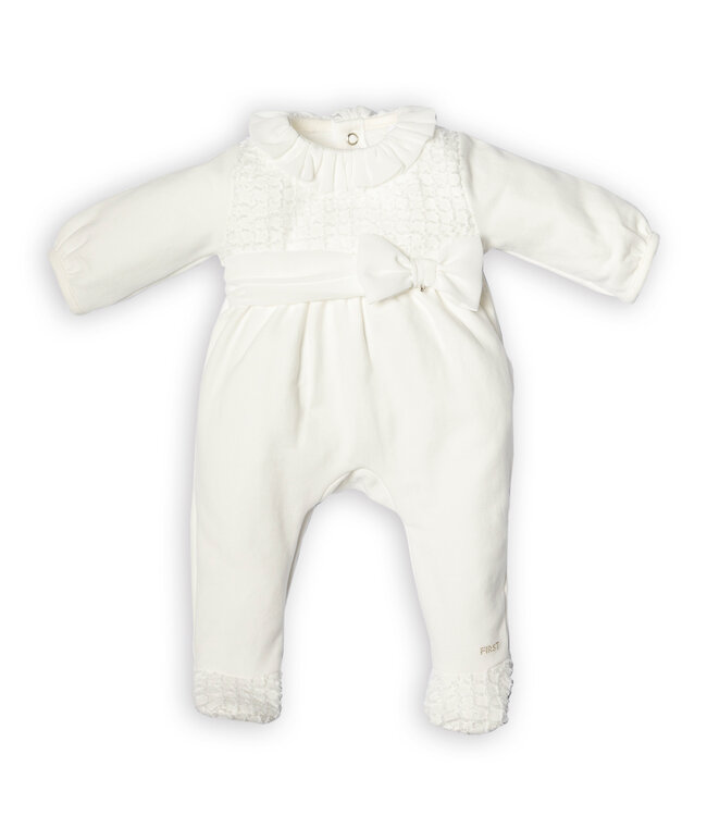 First First - BO G rompersuit bow COUTURE- off white