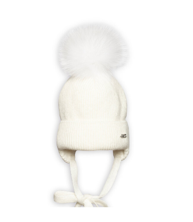 First First - JORGE knitted bonnet 1 ponpon- off white