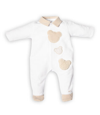 First First - FO B rompersuit 3 teddy bears- white-beige