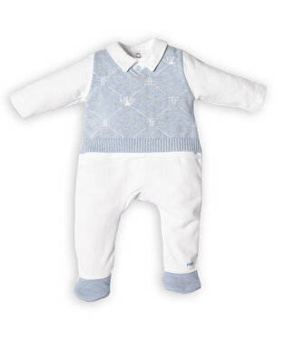First First - BO B rompersuit Signature shirt- white-azzuro