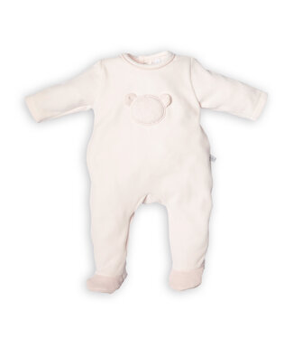First First - BO rompersuit velvet teddy bear fur fron - blush pink
