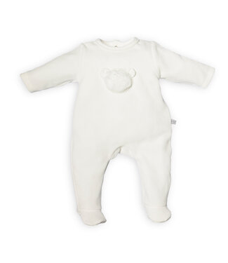 First First - BO rompersuit velvet teddy bear fur fron - off white
