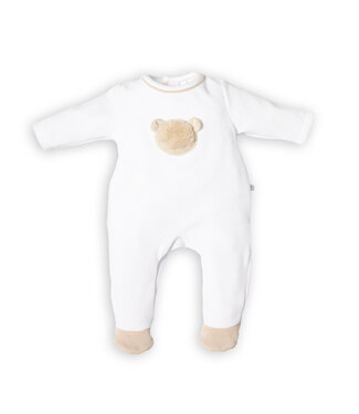 First First - BO rompersuit velvet teddy bear fur fron - white-beige