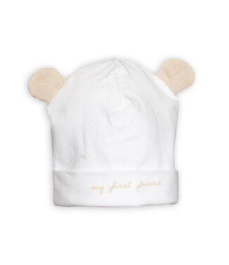 First First - bonnet teddy bear ears - white-beige