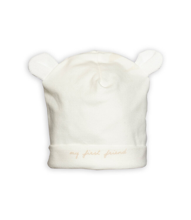 First First - bonnet teddy bear ears - off white