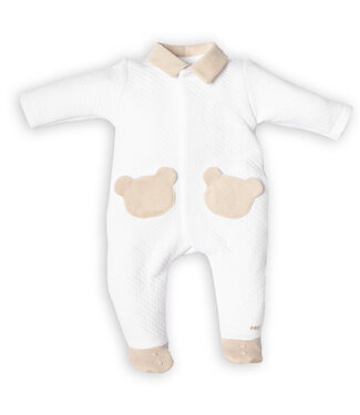 First First - FO B rompersuit LONDON teddy pockets- white-beige