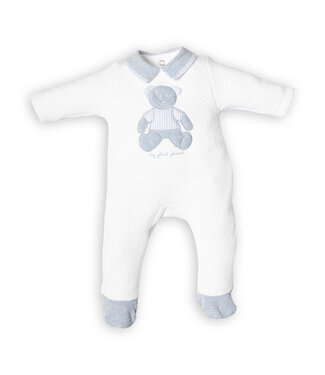 First First - BO B rompersuit LONDON teddy- white-azzuro