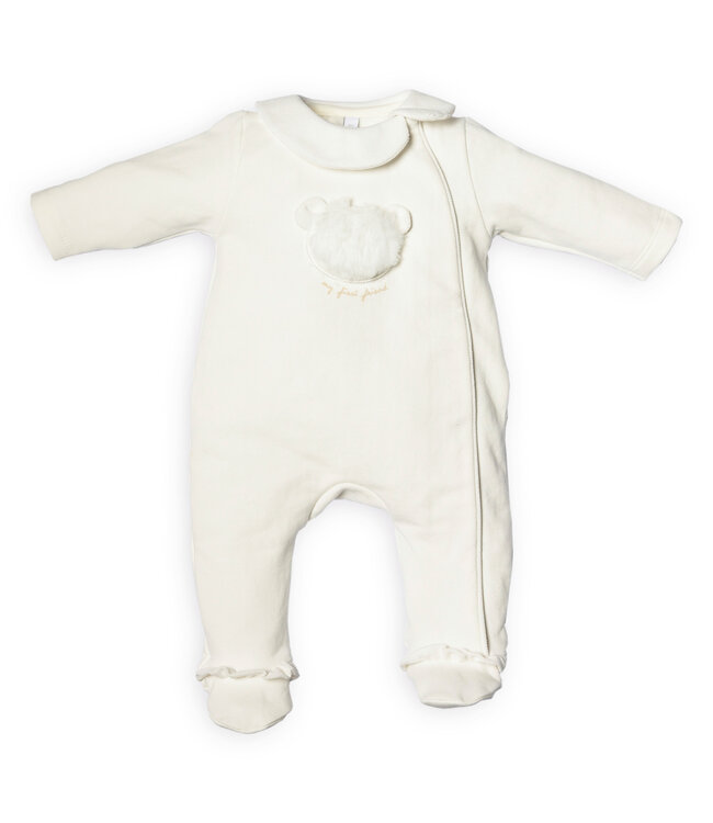 First First - FO G rompersuit teddy bear frontside- off white
