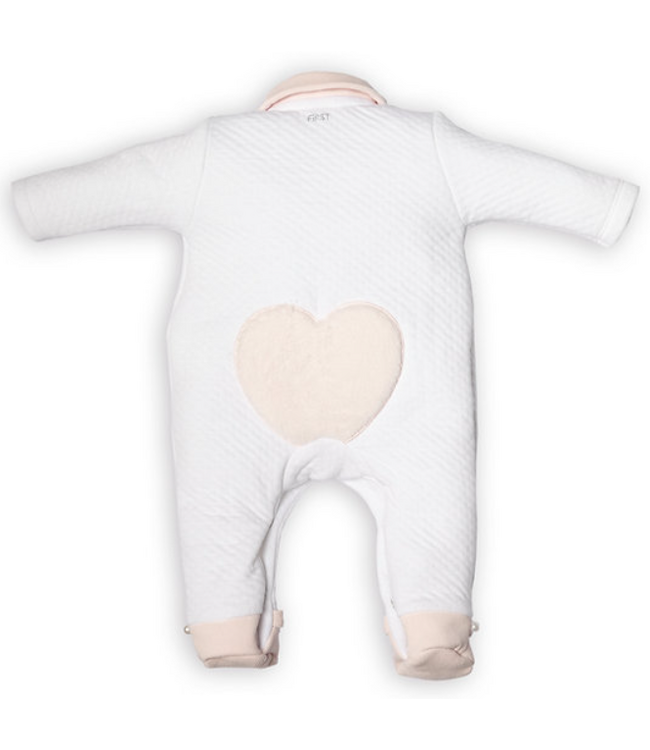 First First - FO G rompersuit LONDON hart on backside - white-blush pink