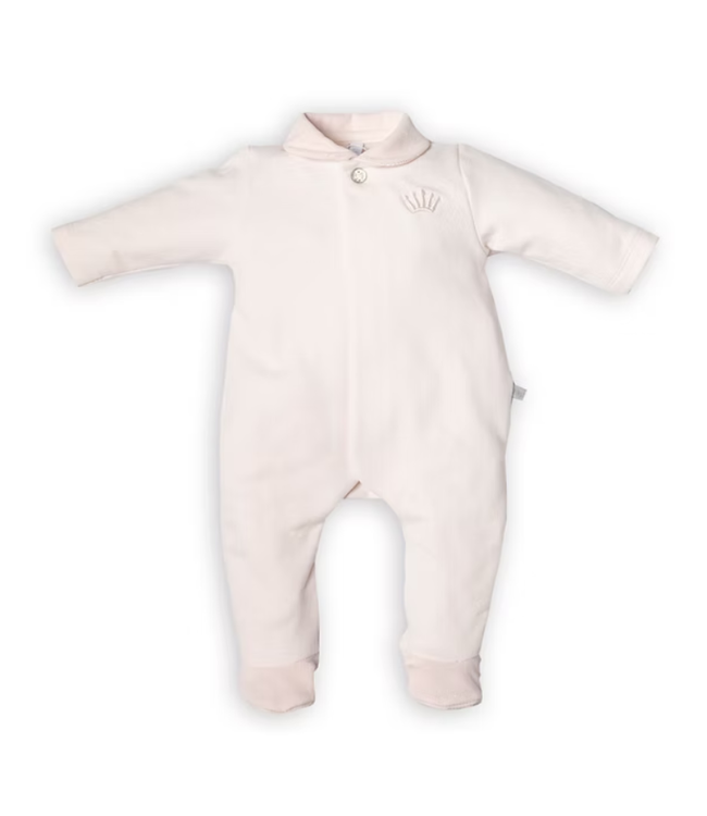 First First - FO rompersuit fur teddy bear on backside - blush pink