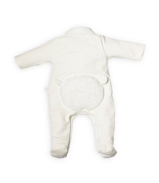 First First - FO rompersuit fur teddy bear on backside - off white