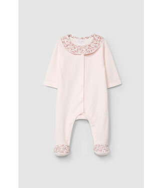 Laranjinha Laranjihna - Babysuit Velours roze - ruffle collar
