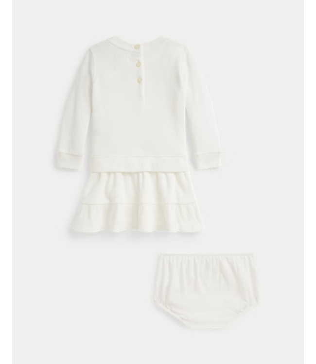 Ralph Lauren Ralph Lauren - Fleece jurk en bloomer met Polo Bear - Trophy cream
