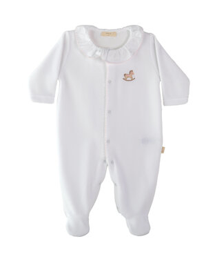 Baby Gi - Rocking horse footie white & pink