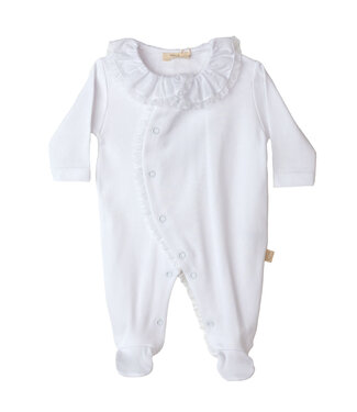 Baby Gi - Cotton footie w/ lace white