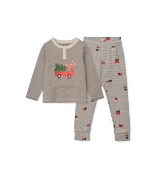 Liewood Liewood - Wilhelm Printed Pyjamas Set - Holiday vehicle / Stripe navy