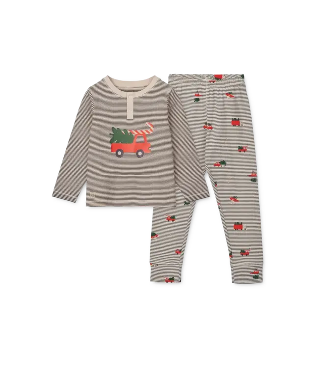 Liewood Liewood - Wilhelm Printed Pyjamas Set - Holiday vehicle / Stripe navy
