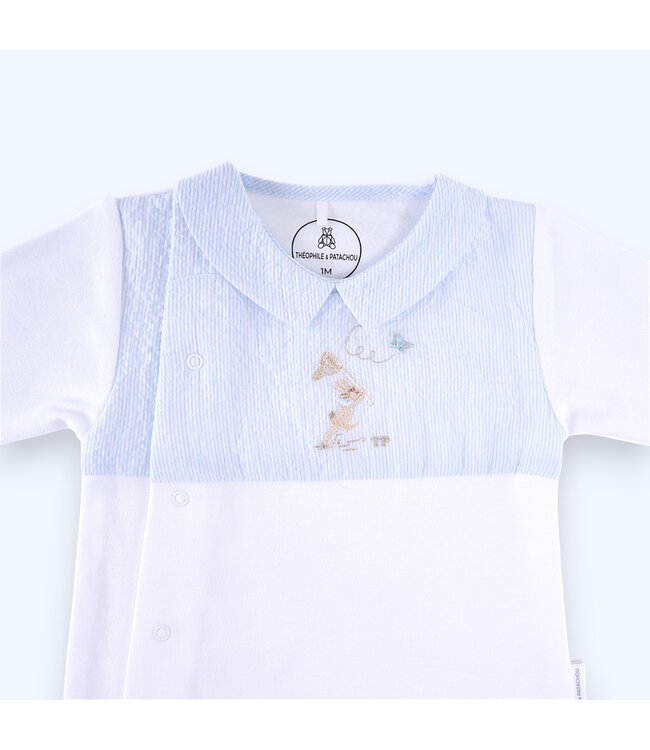 Theophile & Patachou Théophile & Patachou - Combi jersey konijn – Lichtblauw