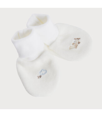 Theophile & Patachou Théophile & Patachou - Babyslofjes fluweel Borduurwerk vliegtuig - ivoor