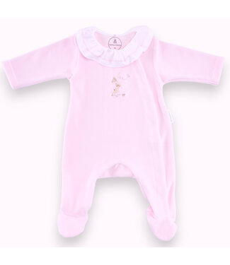 Theophile & Patachou Théophile & Patachou - Kruippakje fluweel geruffleerde kraag – Roze