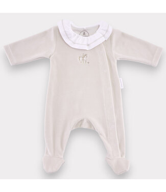 Theophile & Patachou Théophile & Patachou - Kruippakje fluweel geruffleerde kraag – Beige