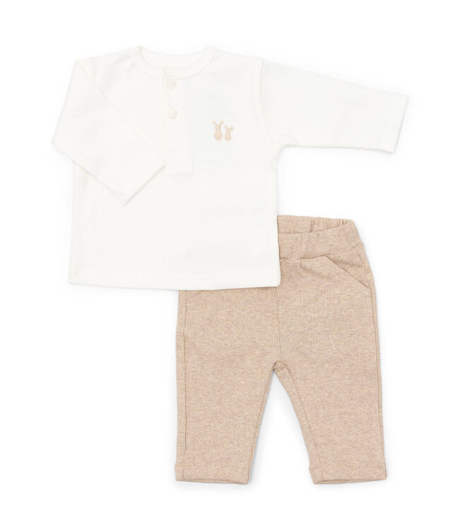 Poetree Kids Poetree Kids - Baby set Luc Camel broekje -Off white shirt