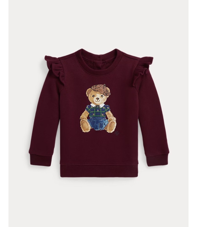 Ralph Lauren Ralph Lauren - Fleece Polo Bear sweatshirt met ruches - Bordeaux