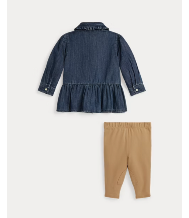 Ralph Lauren Ralph Lauren - Denim peplum overhemd en jersey legging -  Blaine wash