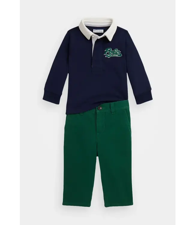 Ralph Lauren Ralph Lauren - Logo Cotton Rugby Shirt & Chino Pants set - refined navy